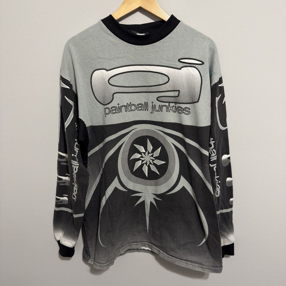 Paintball Junkies Jersey Mens XL Long Sleeve Paintball Shirt Vintage Made USA